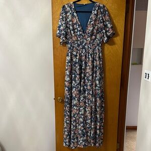 Baltic Born Navy Floral Maxi Dress